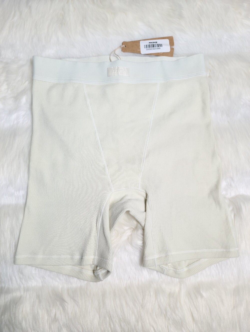 SKIMS Cotton Rib Loose Boxer Short Cream Bone Women X-Small NEW